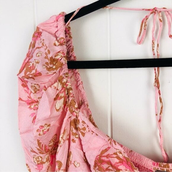 Free People Womens Hilary Printed Long Sleeve Pink Floral Top Medium - Picture 7 of 15